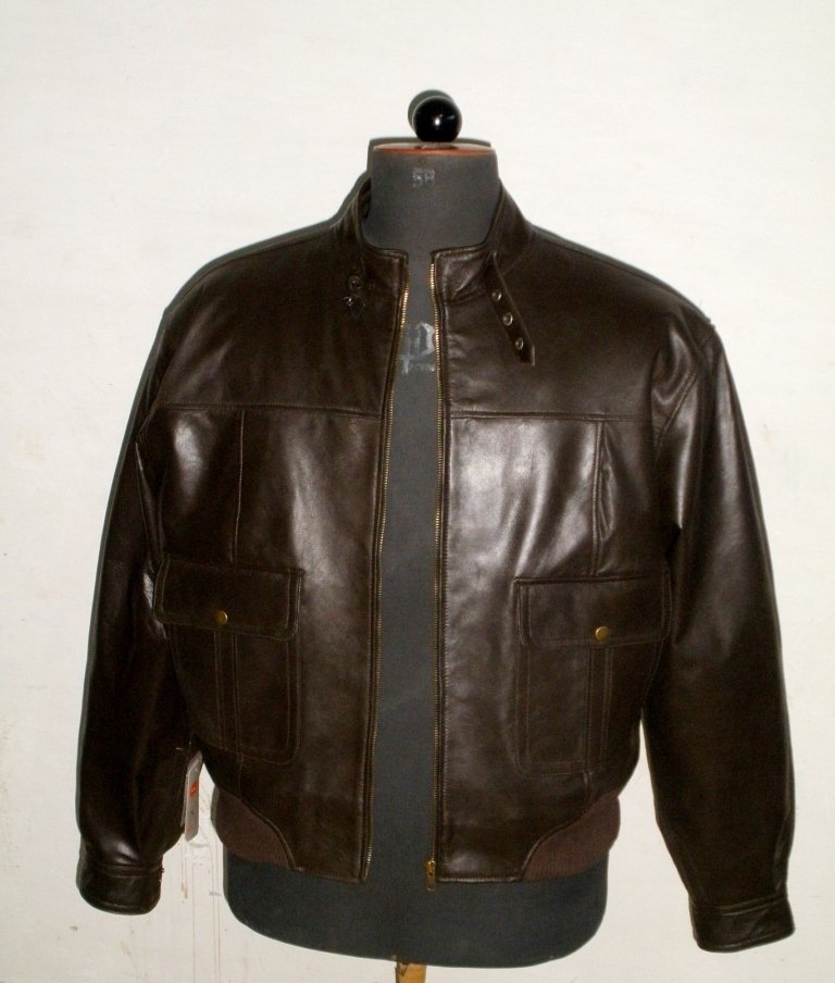 Men's Bomber Leather Jacket Style M21 Big & Tall Size 6X (60