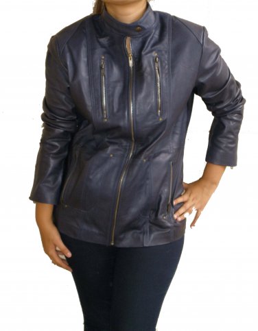 NWT Women's Biker Leather Jacket Style 5700 Size "XL" Color Black