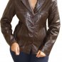 Women's 4 Button Leather Blazer Style 2300 Size Small Color Dark Brown