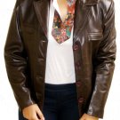 Women's 4 Button Leather Blazer Style 2300 Size XL Color Dark Brown