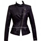 NWT Women's Wraparound High Neck Motorbiker Leather Jacket Style 74F