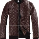 Men's Leather Jacket Diamond Design stitch Style M27 Size 4XLT (56" Chest)