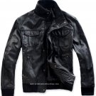 Men's High Neck Bomber Leather Jacket Style M87 Size 4X Big (56" Chest)