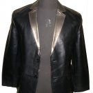 Men's 2 Button Classic Contrast metallic Color Collar Leather Blazer Style M80