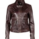 NWT Women's High Neck Leather Jacket Style FS-40