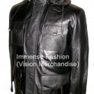 Men's High Neck Camping Hooded Bomber Leather jacket Style MD-62