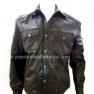 Men's Big & Tall Denim Style Classic Leather Shirt Style M82