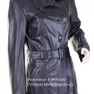 NWT Women's 4 button Trench Leather Coat Style FS-156