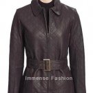 NWT Women's Quilted Diamond Stitch Leather Trench Coat Style FS-20 Plus Sizes