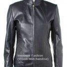 NWT Women's Mandarin Collar Fitted Style Leather Jacket Style FS-144 Plus Sizes
