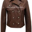 NWT Women's Cropped Double Breasted Leather Blazer Style FS-14