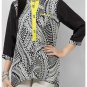 Women's Mint Black & White Silk Tunic With Lemon Yellow Placket