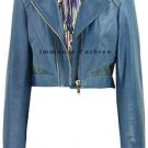 NWT Women's Motor bike Cropped Leather Jacket Style 2444