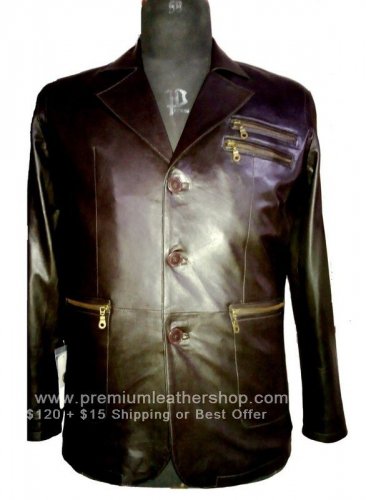NWT Men's 3 Button Leather Blazer Jacket Style M18