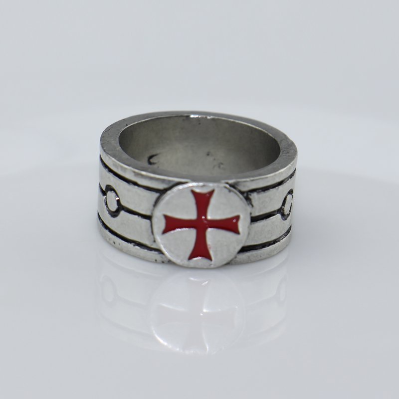 New ASSASSINS Creed Cosplay Gamer Antique Silver TEMPLAR Red Cross BAND ...