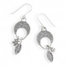 Hammered Leaf and Flower Drop Earrings 64816