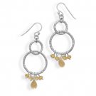 Hammered Circle and Citrine Earrings 64796