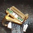14KT YELLOW GOLD  EMERALD/DIAMOND FASHION RING