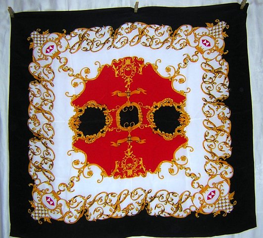 Mr. Jax large silk scarf heraldry design red white black gold ll1810