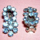 Blue rhinestone clip earrings Austria clip backs vintage jewelry ll2036