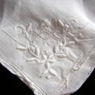 Vintage linen wedding hanky whitework & threadwork ll1668