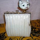 White bugle bead evening bag Artel Montreal flapper style excellent vintage ll1542