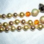 3 Strand miixed plastic bead  necklace champagne copper vintage jewelry ll2046