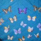 Cornelia James butterflies on blue polyester scarf vintage ll1873