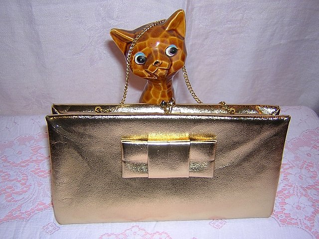 gold leather evening bag