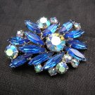 Vintage Montana blue rhinestones aurora borealis pin or brooch ll1982