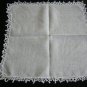 White linen hanky with crocheted border vintage handkerchief   ll1657