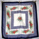 Acetate twill scarf floral sprays with navy great vintage ll1868