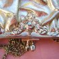 Gold foil evening bag repousse frame chain strap vintage reproduction ll1697