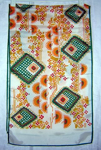 Vintage acetate scarf long bright Aztec like print unused ll1864