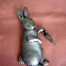 Vintage JJ rabbit dangling carrot brooch or pin cute pewter ll1969