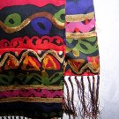 Double thick silk satin coat scarf with long fringe vivid colors ll1768