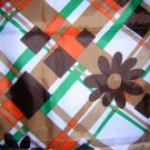 Retro mod acetate scarf daisies with orange green tan ll1860
