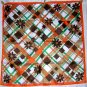 Retro mod acetate scarf daisies with orange green tan ll1860