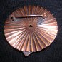 Copper pleated brooch pin crowned head vintage unusual ll1959