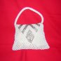 Antique tiny beaded evening bag purse white silver Czechoslovakia ll1532