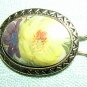 Vintage antique hand painted barette floral oval hair accessories ll2045