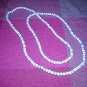 Glass bead rope necklace turquoise white 48 inches vintage jewelry ll2027