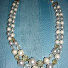 2 Strand lucite plastic speckled bead necklace extender vintage jewelry ll2025