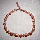 Lucite plastic bead choker necklace sweet pink vintage jewelry ll2024