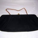Classic little black evening bag draped rayon 1950s vintage ll1528