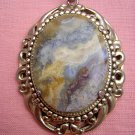 Picture Jasper pendant framed Sarah Coventry chain vintage jewelry ll2015