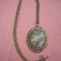 Picture Jasper pendant framed Sarah Coventry chain vintage jewelry ll2015