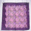Thai silk scarf orchids in pink, lavender and purple gold large unused ll1730