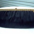 1950s vintage black satin evening bag w tuckable chain ll1523