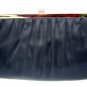 1950s vintage black satin evening bag w tuckable chain ll1523